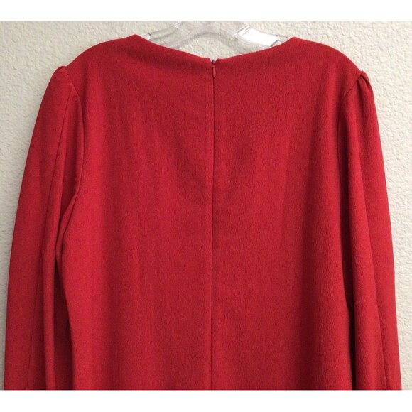 Chelsea 28 Dress Womens XL Red Crepe Crew Neck Work Career Holiday - Picture 7 of 9